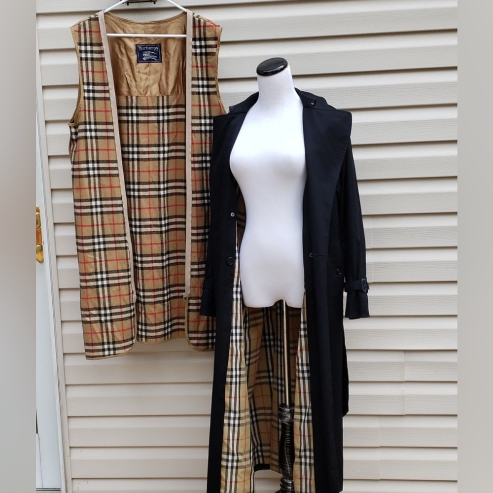 BURBERRY'S NOVA CHECK LINED WITH REMOVABLE PLAID WOOL LINER CLASSIC TRENCH COAT - Picture 4 of 14